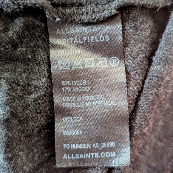 Allsaints Dita Top Marled Black Raw Edge Angora Grunge Witchy Whimsigoth Goth 4 - Picture 13 of 16